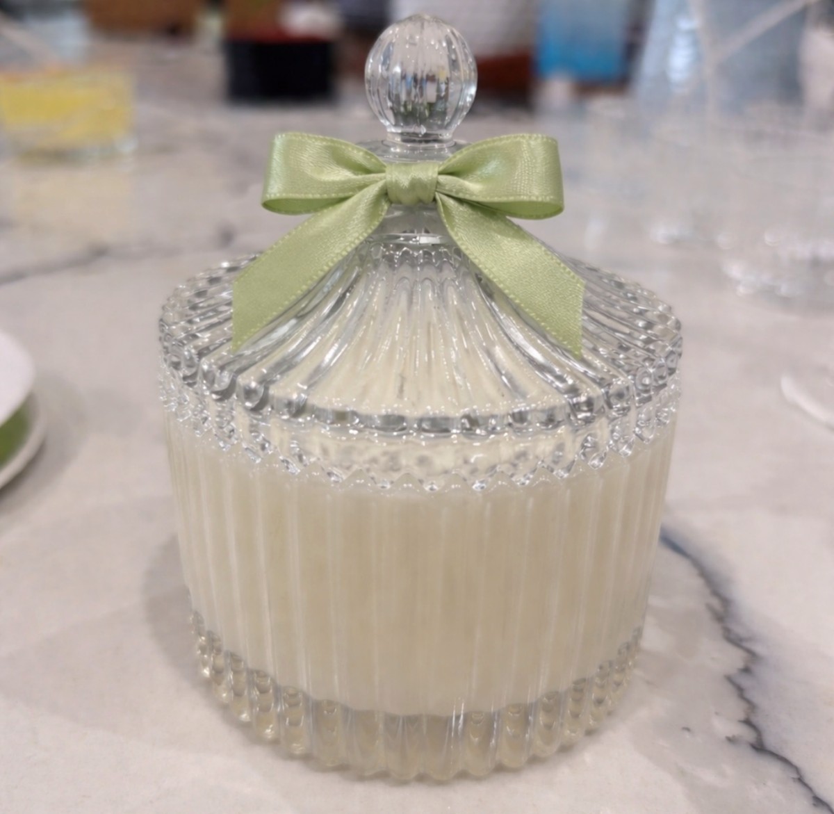 Hand-poured soy candle fresh from the workshop